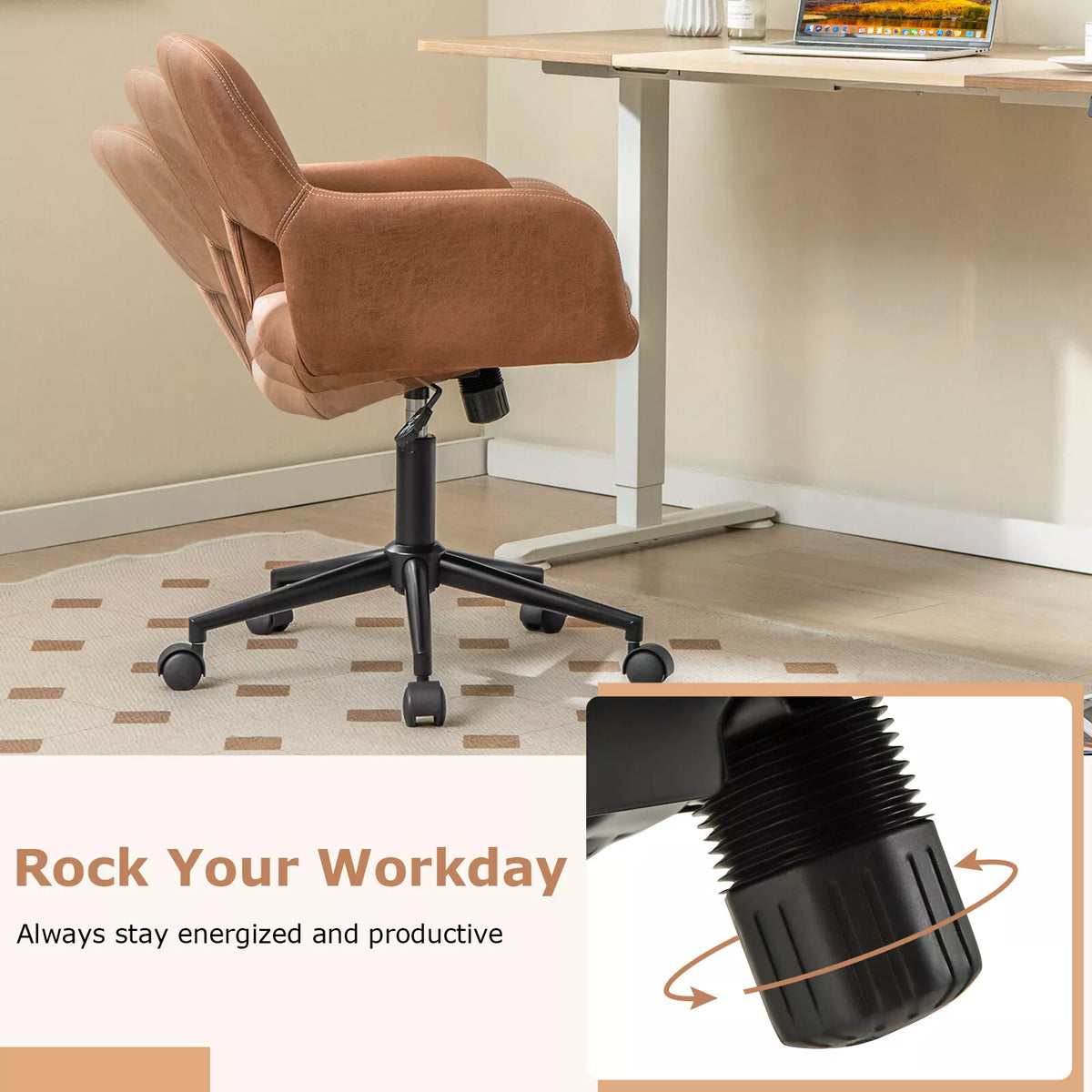 Leathaire Home Office Chair Adjustable Swivel Task Chair Computer Chair