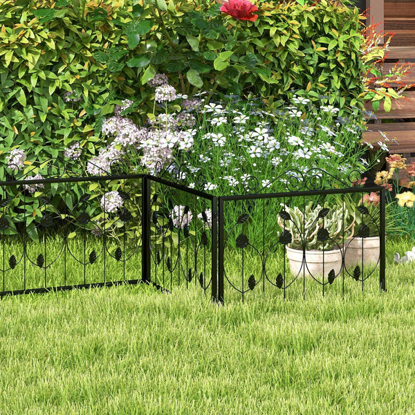 8PCS Metal Garden Flower Fence Outdoor Animal Barrier Panel Edging Rustproof