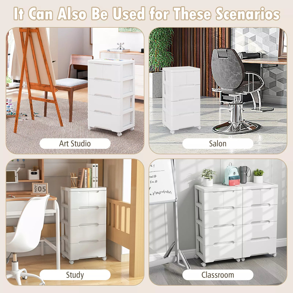 Giantex Rolling Storage Cabinet Vertical Storage Unit with Drawers Plastic Crafts