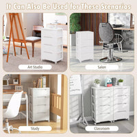 Giantex Rolling Storage Cabinet Vertical Storage Unit with Drawers Plastic Crafts