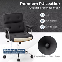 Office Chair PU Leather Upholstered Desk Chair Height Adjustable Swivel Chair