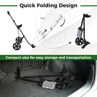 2 Wheel Foldable Golf Push Cart, Portable Lightweight Walking Pull Cart Holder