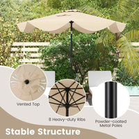 2.8M Patio Umbrella w/Crank Handle, 2-Tier Market Table Sun-Protective Umbrella