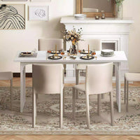 160 CM Large Dining Table Rectangular Farmhouse Kitchen Dinner Table White