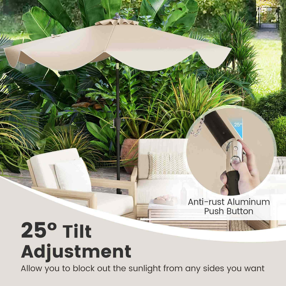 2.8M Patio Umbrella w/Crank Handle, 2-Tier Market Table Sun-Protective Umbrella