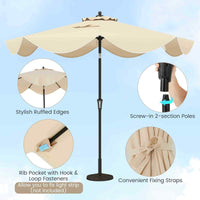 2.8M Patio Umbrella w/Crank Handle, 2-Tier Market Table Sun-Protective Umbrella