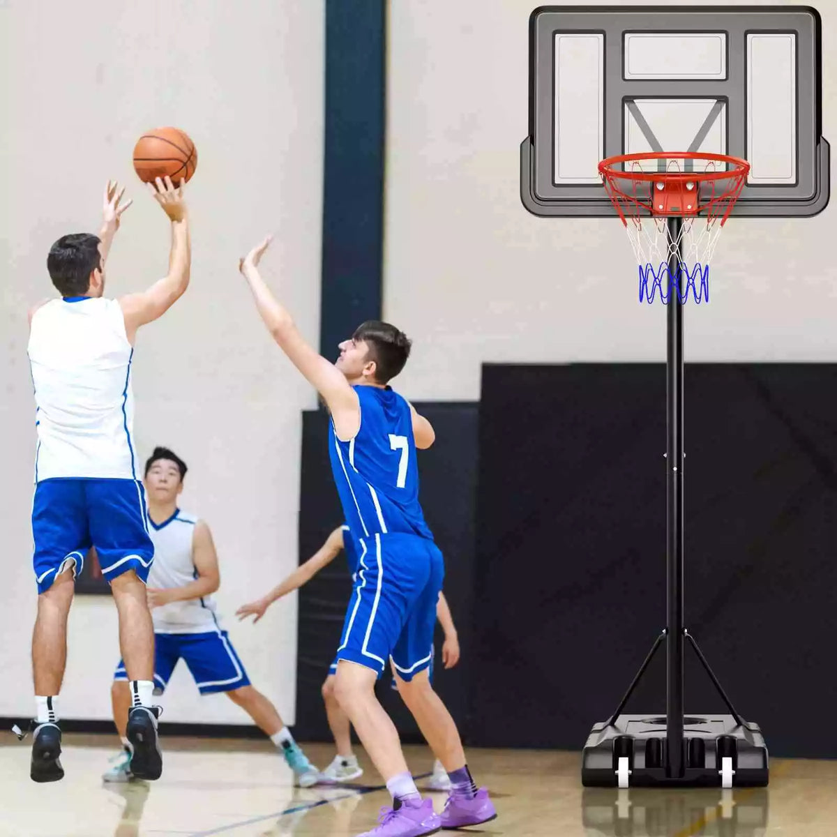 Retractable Hoop 1.35-3.05m Adjustable Portable Basketball Hoop w/ 110cm Shatterproof B ...