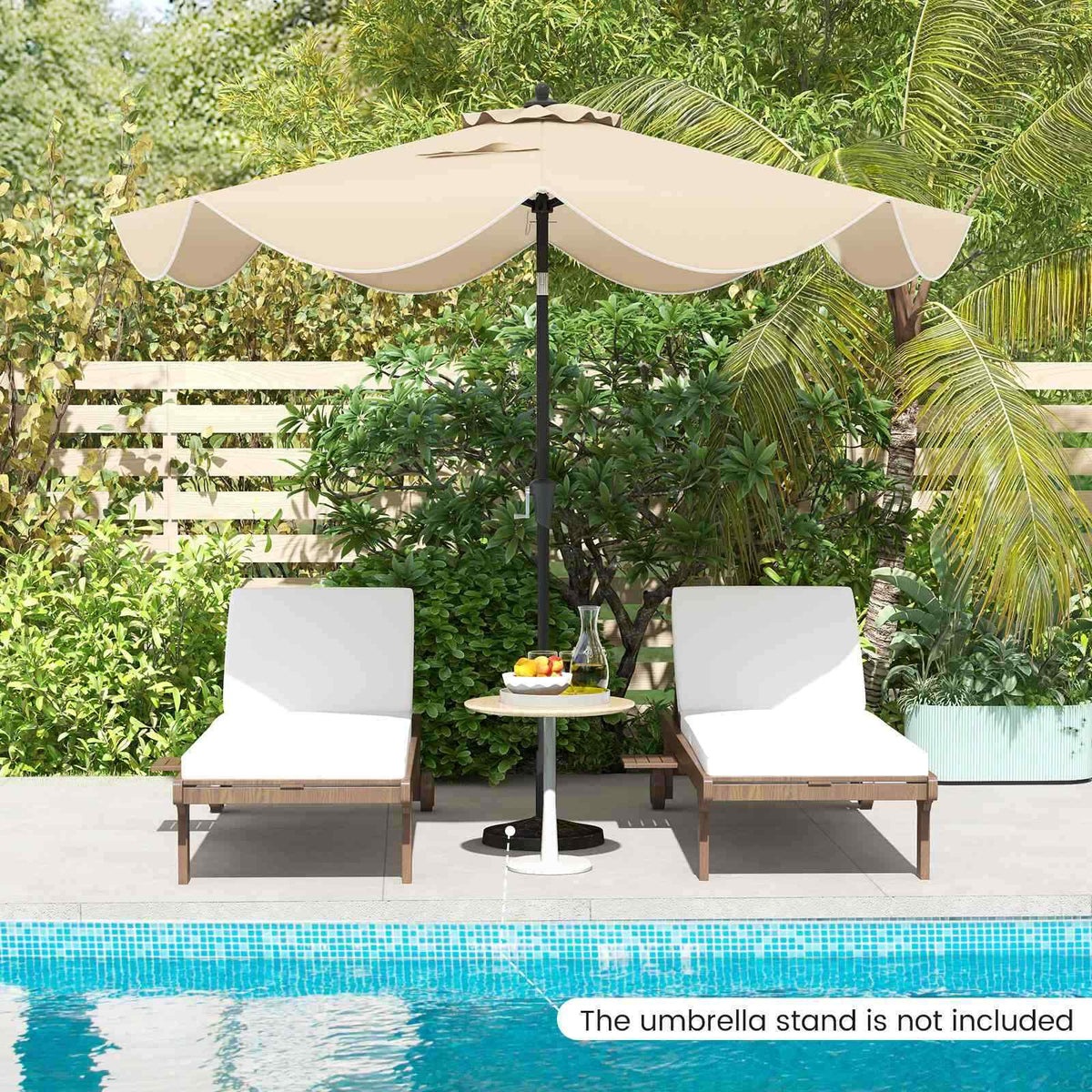 2.8M Patio Umbrella w/Crank Handle, 2-Tier Market Table Sun-Protective Umbrella