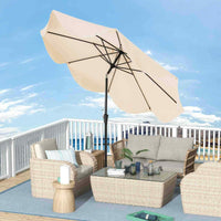 2.8M Patio Umbrella w/Crank Handle, 2-Tier Market Table Sun-Protective Umbrella