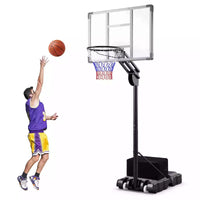 1.5-3.05m Adjustable Portable Basketball Hoop w/Shatterproof Backboard &2 Wheels