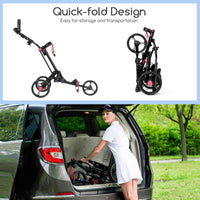 3 Wheel Folding Golf Walking Push Cart, Adjustable Lightweight Aluminum Cart