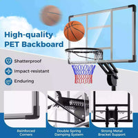 1.5-3.05m Adjustable Portable Basketball Hoop w/Shatterproof Backboard &2 Wheels