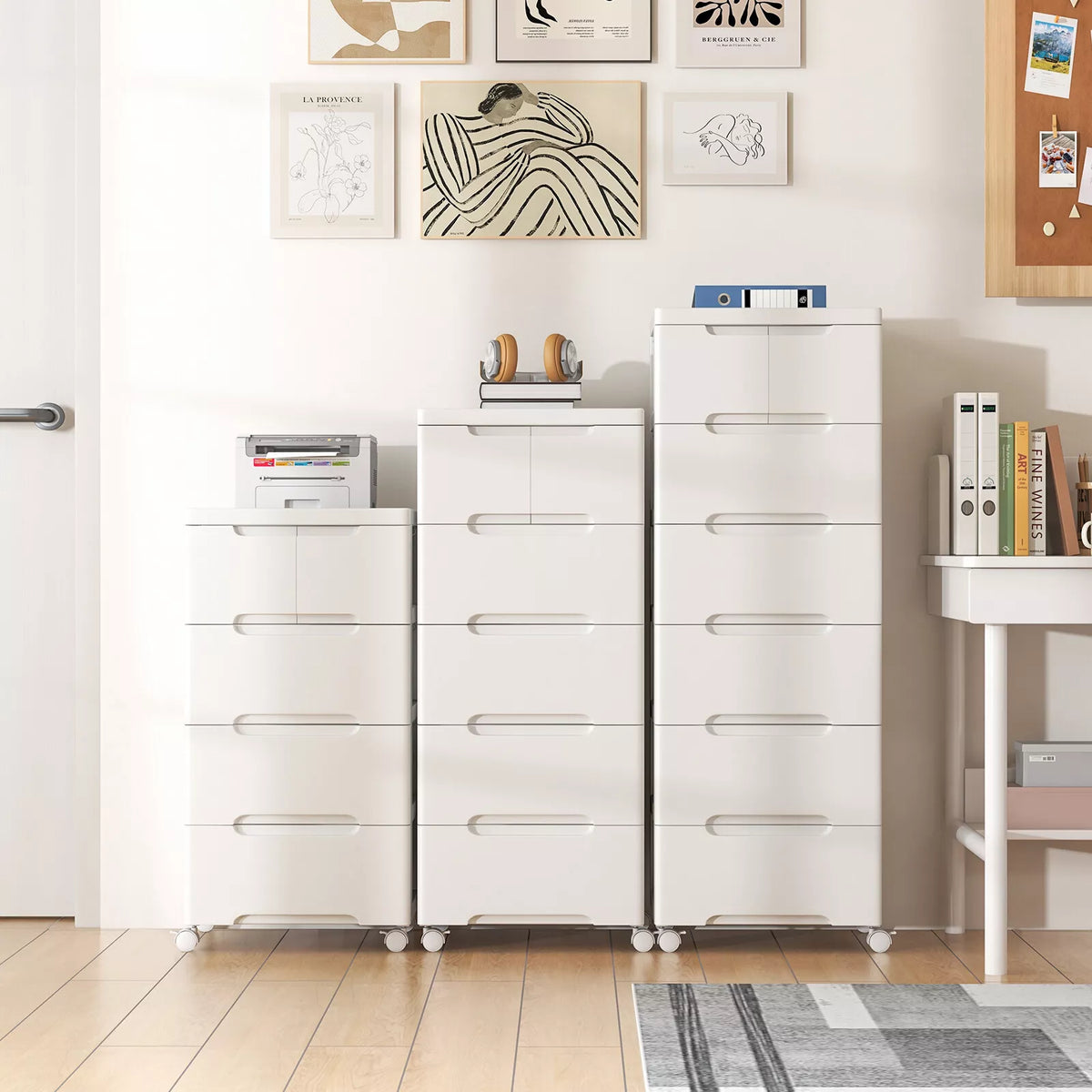 Giantex Rolling Storage Cabinet Vertical Storage Unit with Drawers Plastic Crafts