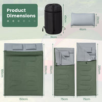 Double Sleeping Bag for Adults, Camping Queen-Size with 2 Pillows for All Season