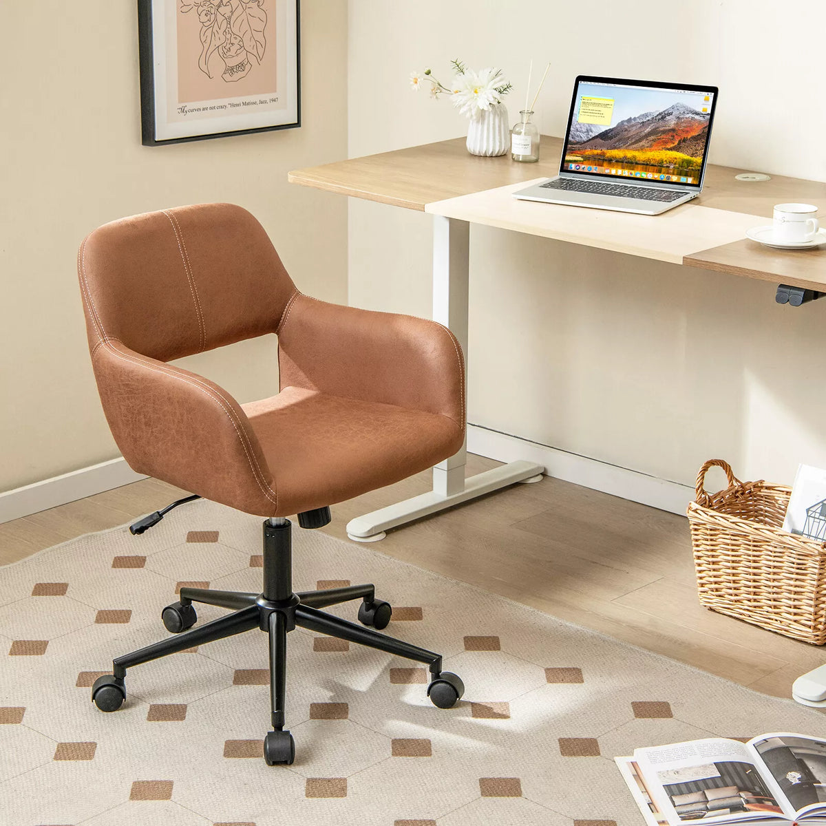 Leathaire Home Office Chair Adjustable Swivel Task Chair Computer Chair