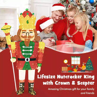 1.8M Pre-lit Christmas Nutcracker King w/ Crown & Scepter Xmas Decor w/ 236 LEDs