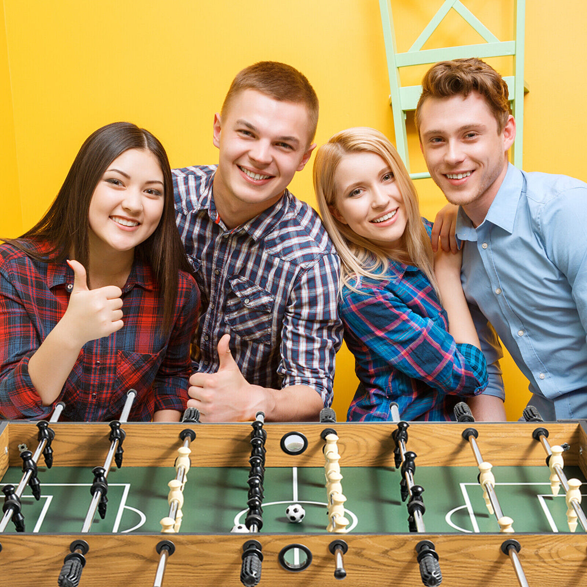 Height-Adjustable Foosball Soccer Table w/ 2 Balls & A Point Counter for Home