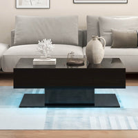 2-Tier Modern LED Coffee Table w/ 20 Color LED Lights Storage Drawers