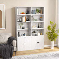 Giantex Farmhouse Bookcase with Doors, 180cm Freestanding Bookshelf with 6 Shelves & 2-Door Cabinet