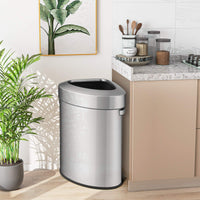 60L Corner Stainless Steel Trash Bin Rubbish Bin Stay Open Garbage Trash Can