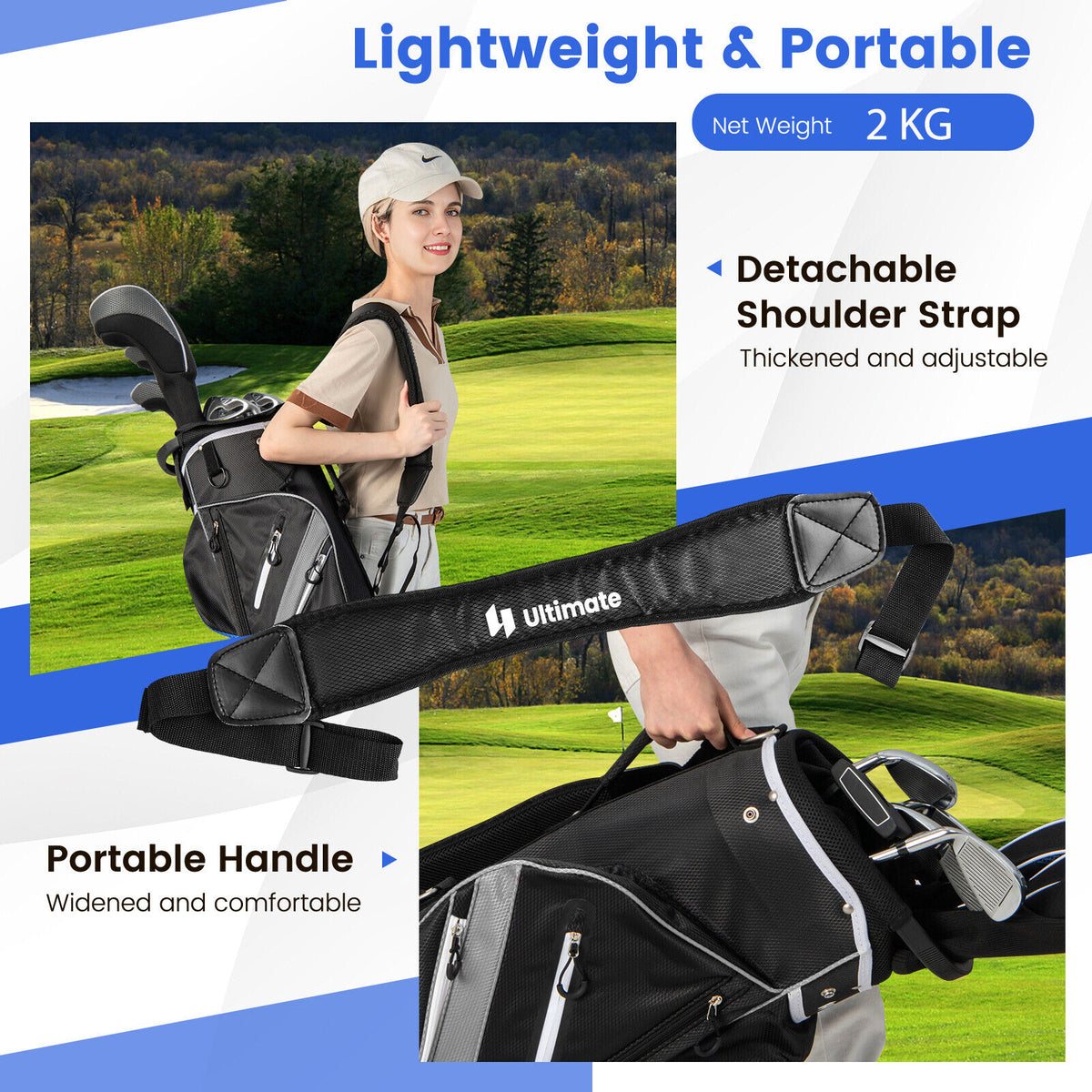 Golf Cart Bag Golf Club Bag 14 Way Top Dividers&9 Pockets Lightweight Golf