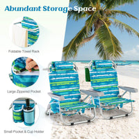 Foldable Backpack Beach Chair Portable Camping Stool w/Cup Holder Storage Pocket