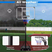 1.5-3.05m Adjustable Portable Basketball Hoop w/Shatterproof Backboard &2 Wheels