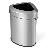 60L Corner Stainless Steel Trash Bin Rubbish Bin Stay Open Garbage Trash Can