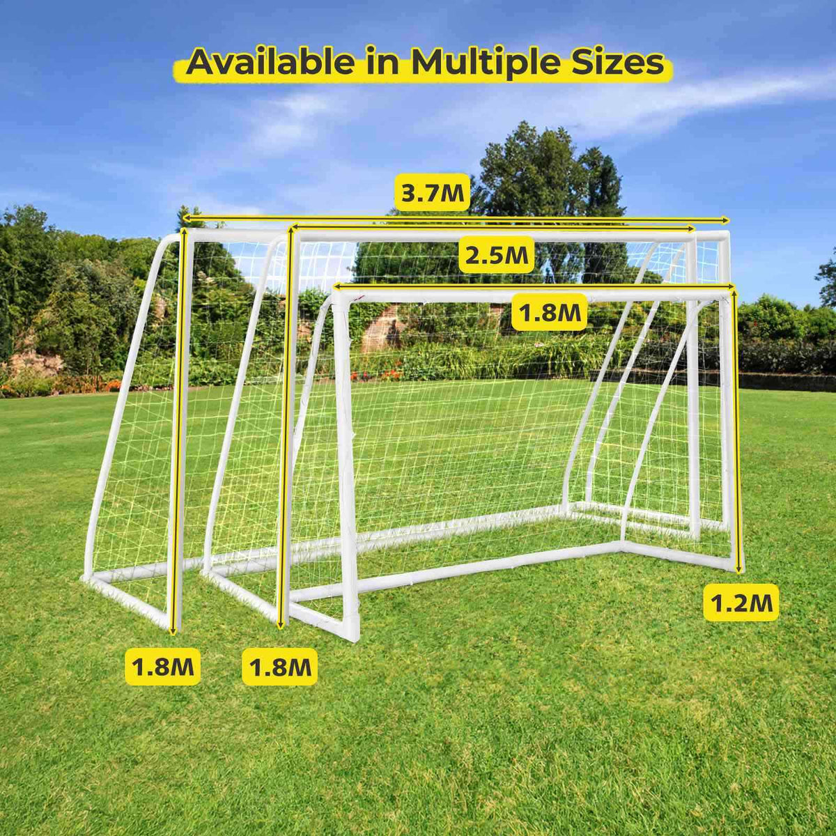 2.5M x 1.8M Soccer Goal, Weather Resistant Net & UPVC Frame for Home Backyard