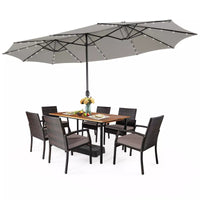 480cm Double-Sided Patio Umbrella w/ Auto-Charging Solar Panel & 48 Solar Lights