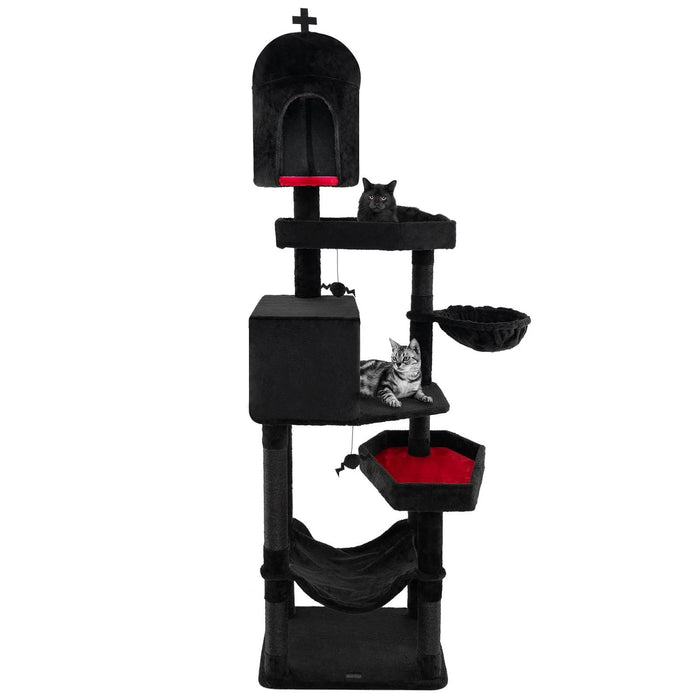 Gothic Cat Tree Indoor Extra Large Cat Tower w/ 2 Cat Condos & Scratching Posts