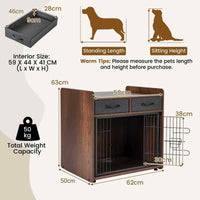 Indoor Dog Cage w/ 2 Fabric Drawers, Lockable Door for Small & Medium Sized Dogs