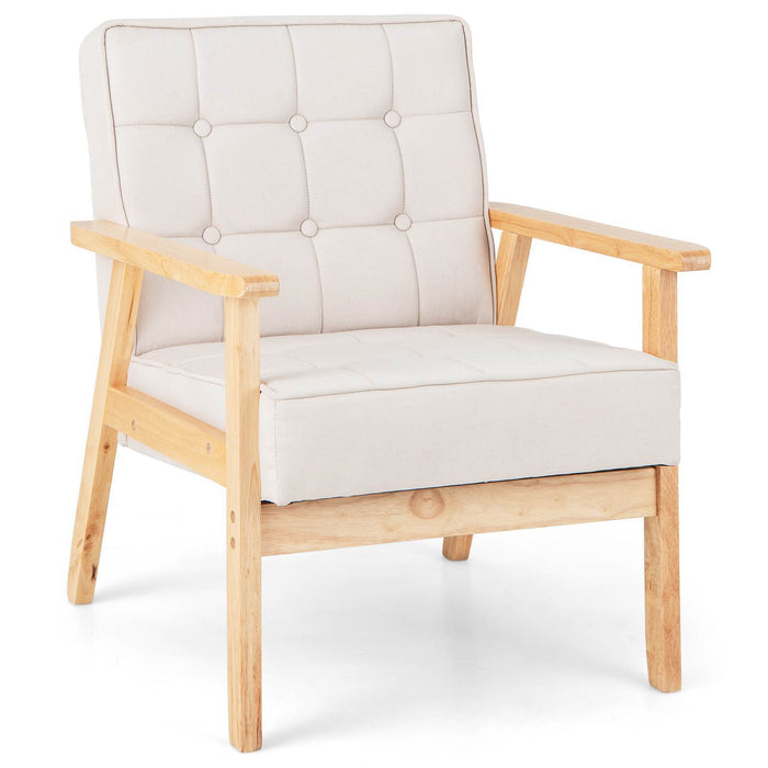 Upholstered Armchair Accent Chair ModSoft Cushioned Sofa Living Room Beige