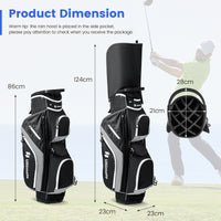 Golf Cart Bag Golf Club Bag 14 Way Top Dividers&9 Pockets Lightweight Golf