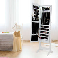 Floor Standing Jewelry Armoire Cabinet Organizer Full Length Mirrored Lockable