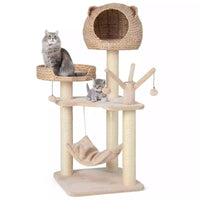 121cm Tall Multi-Layer Cat Tree Tower w/ Rotatable Hanging Balls & Sisal Posts