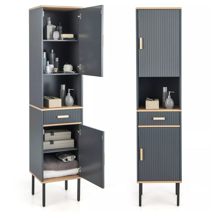 Tall Slim Bathroom Cabinet Freestanding Storage Cabinet Narrow Linen Tower