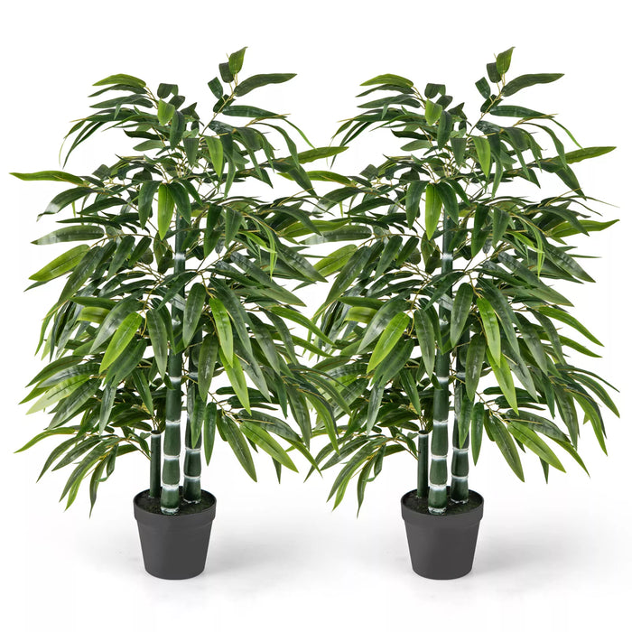Tall Artificial Potted Tree 2 Pack Fake Bamboo Leave Tree Artificial Tree