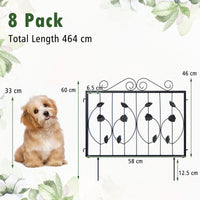 8PCS Metal Garden Flower Fence Outdoor Animal Barrier Panel Edging Rustproof