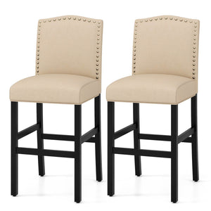 Wooden Bar Chair Upholstered Bar Stool Vintage Kitchen Island Chair Set of 2