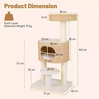 Modern Cat Tree for Indoor Cats w/Sisal Scratching Posts, Removable Cushion