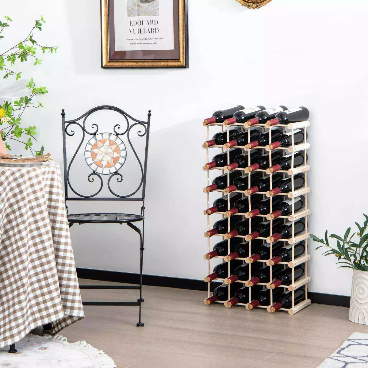 5-Tier 36-Bottle Stackable Wooden Wine Rack Modular Wine Bottle Display Rack