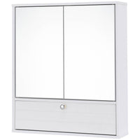 Wall-Mounted Bathroom Medicine Storage Cabinet w/Mirror Adjustable Shelf White