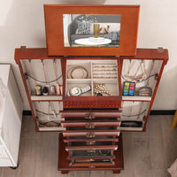 Jewelry Armoire Cabinet Standing Jewelry Storage Organizer with Makeup Mirror