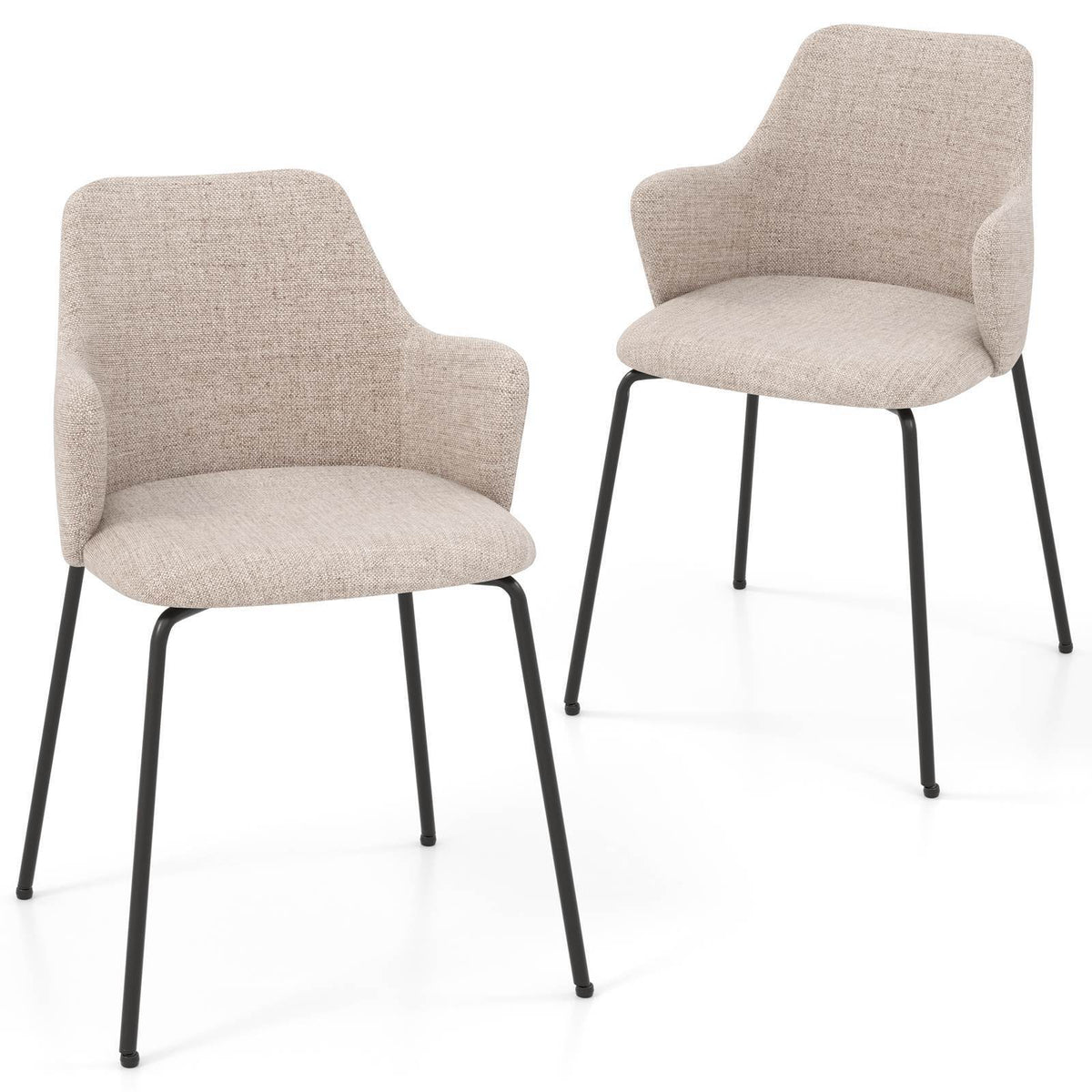 Dining Chairs Set of 2 Upholstered Accent Leisure Chairs w/ Curved Backrest