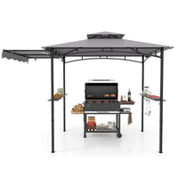 318 cm x 153 cm BBQ Grill Gazebo w/Side Awning Double-Tier Canopy Tent Shelter