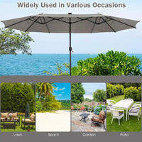 480cm Double-Sided Patio Umbrella w/ Auto-Charging Solar Panel & 48 Solar Lights