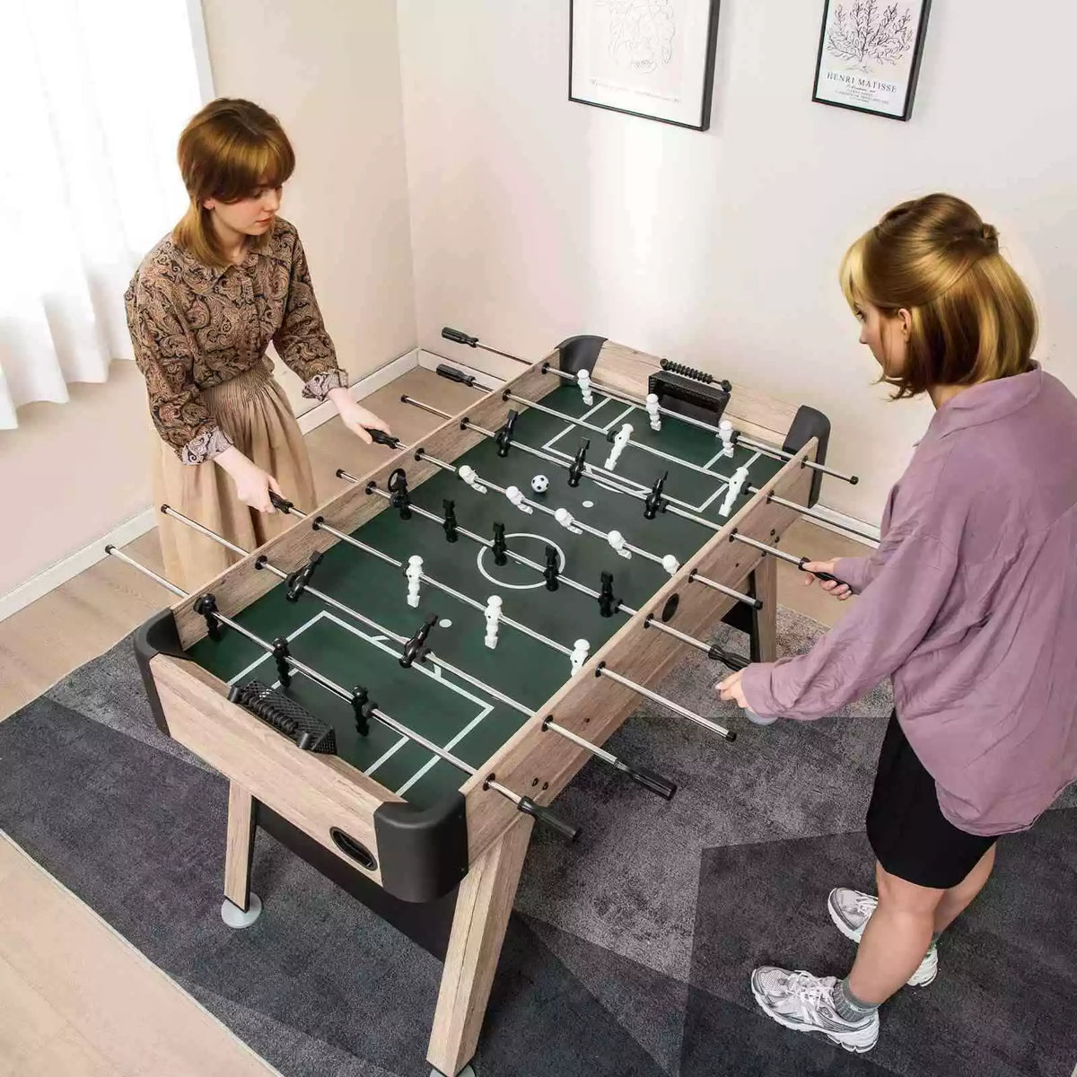 1.2m Adjustable Arcade Foosball Table w/2 Balls & 26 Players for Kids & Adults