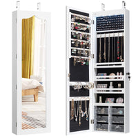 Jewelry Cabinet Armoire Full Length Mirror Wall/Door Mounted Storage Cabinet