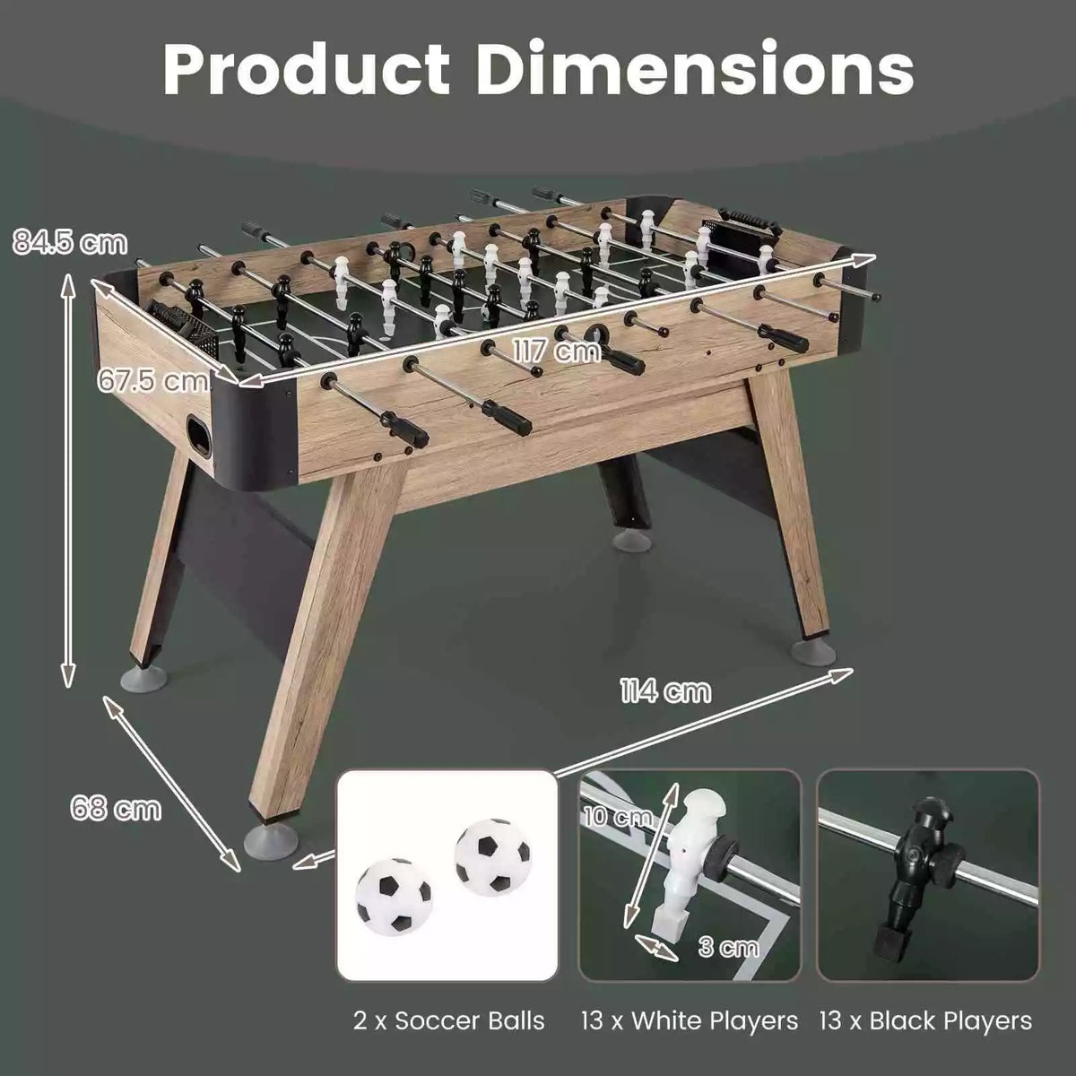 1.2m Adjustable Arcade Foosball Table w/2 Balls & 26 Players for Kids & Adults